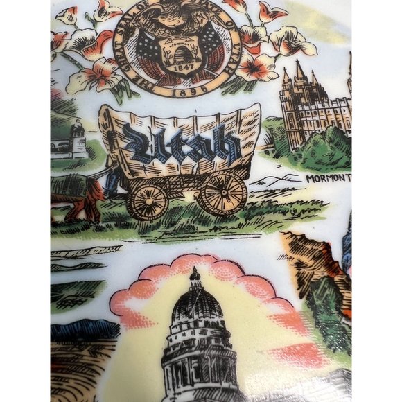 Norcrest Utah Gold Edged State Plate  11" Diameter White, Gold   China - Picture 7 of 16